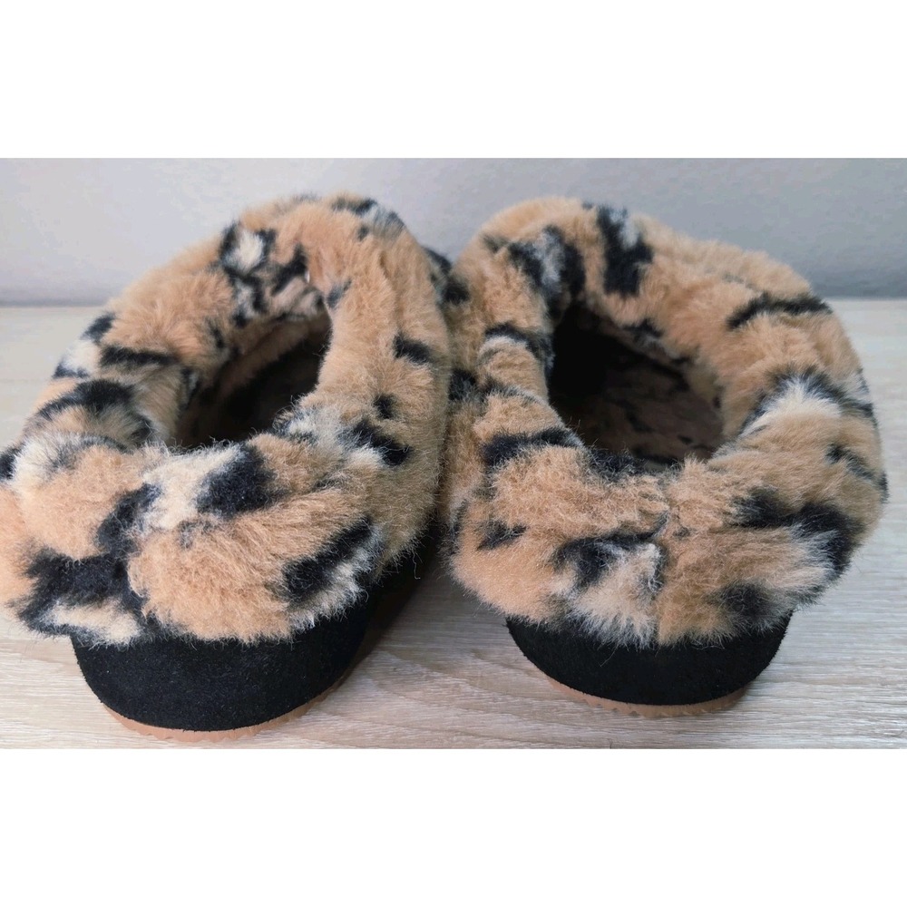 Sorel Leopard Sherpa Slipper Shoes Women's 7 Black Suede Indoor Outdoor House... - Picture 3 of 6